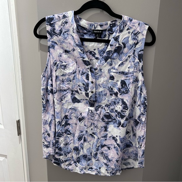Torrid Watercolor Tank-Blue & Light Pink-00 - Picture 1 of 8